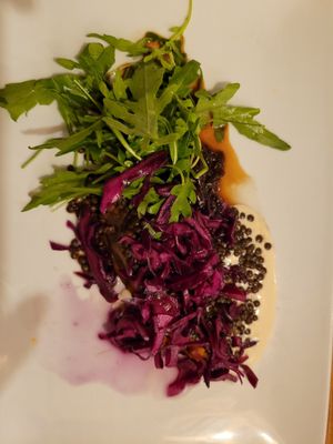 Ofensüßkartoffel (winzige Portion Preis siehe Karte), mehr Rucola als Süßkartoffel at Velo Heilbronn in Heilbronn