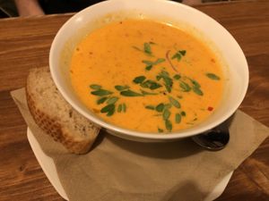 carrot cocos lentil soup  at Velo Heilbronn in Heilbronn