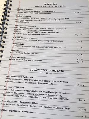 Breakfast menu  at Velo Heilbronn in Heilbronn