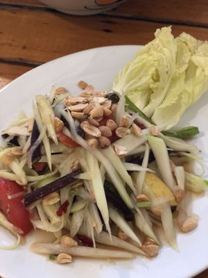 Som tam  at Jay Hom Chan - ร้านอาหารเจหอมจันทร์ลำปาง in Lampang