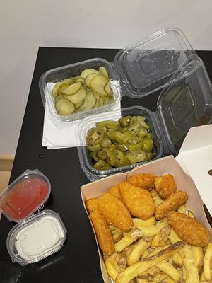 Chips with vegan nuggets and sides from Cartofisserie, Brașov  at Cartofisserie in Brasov