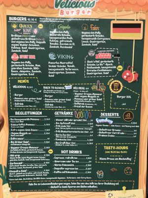 German menue  at Vélicious Burger in Colmar