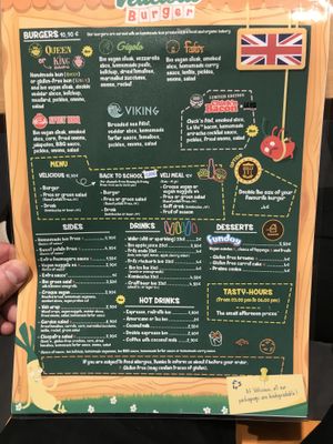 English menue  at Vélicious Burger in Colmar