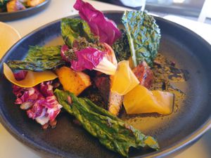 Butternutsquash with cavolo nero and radicchio at Beyla in Copenhagen