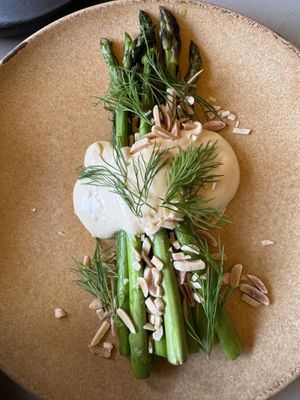 Asparagus with miso hollandaise   at Beyla in Copenhagen
