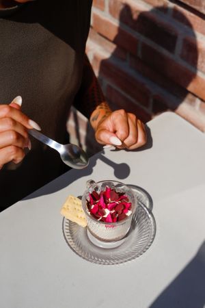 Rhubarb / Oxalis / Shortbread⁠ at Beyla in Copenhagen