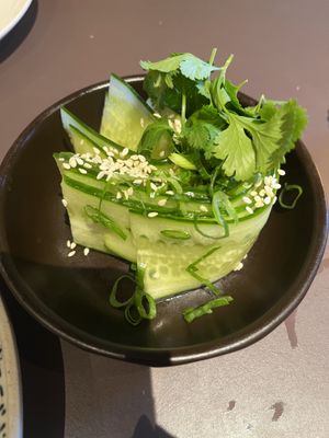 Cucumbers that accompany mushroom dish   at Beyla in Copenhagen