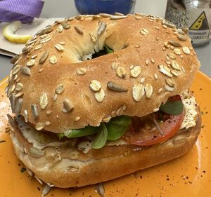 Vegan bagel  at Mestizo Cafe in Valencia