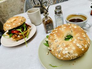 Delicious Vegetarian and vegan bagels 😋  at Mestizo Cafe in Valencia
