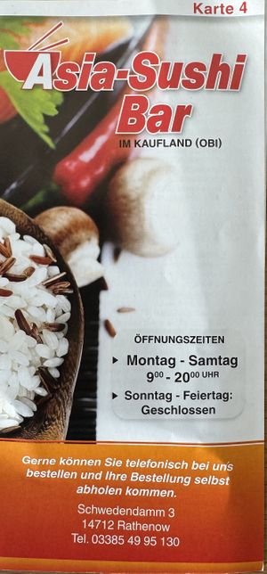 Menu (1/2).  at Asia Sushi Bar in Rathenow