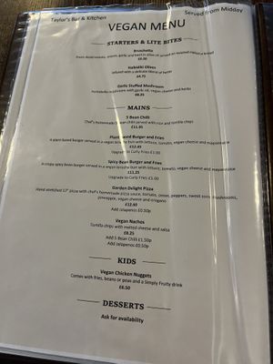  #Veganuary at Taylor's Bar and Kitchen in Scarborough