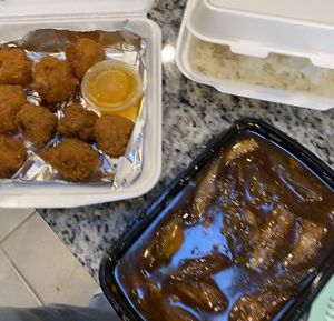 Fried mushroom balls and spicy eggplant #Veganuary at Quan Yin in Houston
