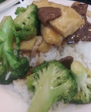 Tofu and broccoli at Quan Yin in Houston