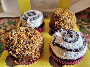 Vegan coconut and Nutella and vegan rocher at Pasticcia Cupcakeria in Salerno