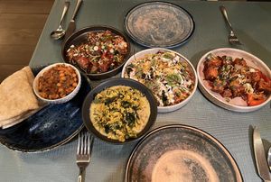 Selection of vegan chaats and sides   at Chaat Haus in Bedford