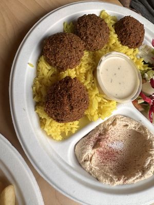 Small falafel platter; comes with pita (didn’t include salad/veggies bc they put feta)   at Mim's Cafe in St Paul