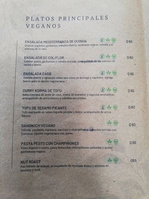 Vegan main dishes at El Garden in Antigua