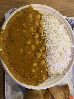 Chickpea Indian dish with rice  at Saffron The Indian Kitchen in Nashville