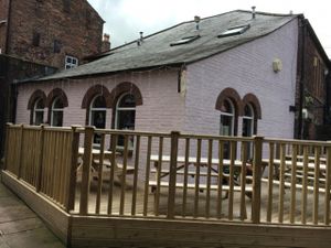 outside seating area & decking  at I Love Cafe in Carlisle