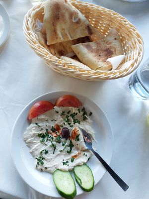 Pita hummus at Mandra Tavern in Paphos