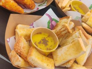 Dippy eggs and toast  at Vegan Filth in Cardiff