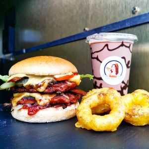 The filthy f***ER, Big O's and choc shake at Vegan Filth in Cardiff