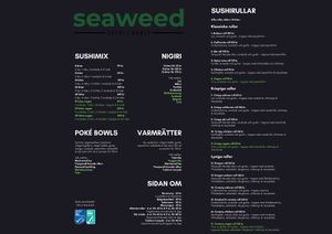 Menu/meny at seaweed in Bjuv