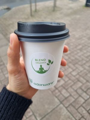 Flat white at Blend Organics Ware in Hertford