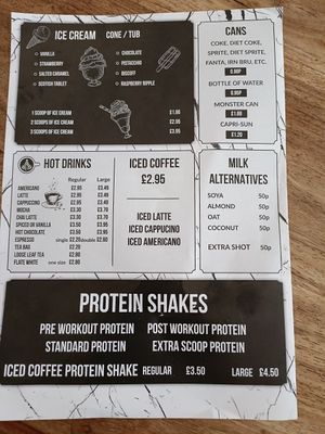 Menu at Spud & Shakes in Glasgow