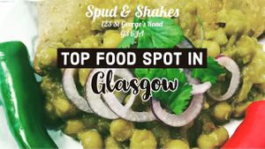 Samosas chickpea ( channe ) salad  at Spud & Shakes in Glasgow