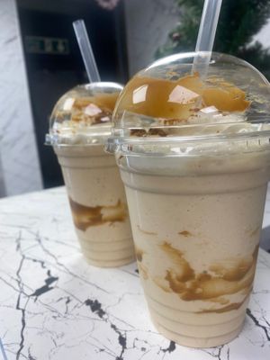 Bischoff milk shake ( almond or oats milk + vegan vanila icecream + vegan bischoff butter )  at Spud & Shakes in Glasgow