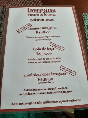 Cardápio de sobremesas março de 2025 at LaVegana Bistrô & Lounge in Arraial Do Cabo