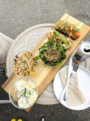 Potato salad, pecan rice salad, kale salad, bruschetta  at Culture - Cafe & Deli in Inverness