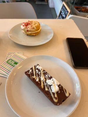 Coconut rocky road, white chocolate and raspberry whoopie at Culture - Cafe & Deli in Inverness