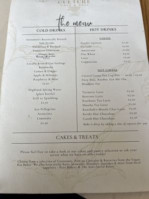 Menu   at Culture - Cafe & Deli in Inverness