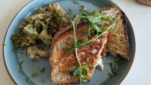 Toastie with broccoli salad at Culture - Cafe & Deli in Inverness