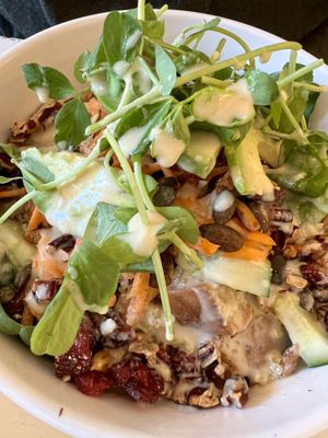 Harvest bowl with the dressing   at Culture - Cafe & Deli in Inverness