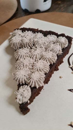 Vegan oreo chocolate tart at Emporio Andino in San Pedro De Atacama