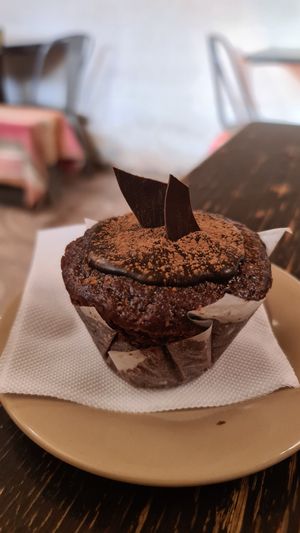 Chocolate Blueberry muffin at Emporio Andino in San Pedro De Atacama
