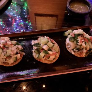Tostadas Ceviche Palmito  at Fonda San Miguel in Austin