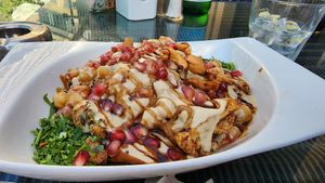 Hummus and Cauliflower Tahini Fatta - Winner!!! at Shakespeare and Co - Marina Mall in Dubai