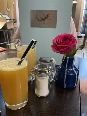 Fruit juices, peach and applee  at Shardana in Guildford