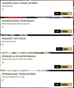 Vegan menu at Rasoi in Copenhagen