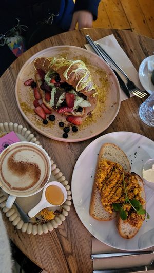 Vegan chili scramble and sticky chai are vegan at Harrow and Harvest Cafe in Lilydale