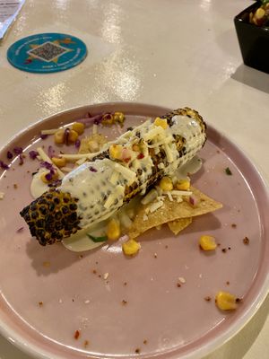 'Bang Bang’ Corn with vegan cheese and cheese sauce   at Tres Mexican in Seaford