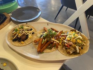 Veggie, Sweet Potato and Jackfruit tacos   at Tres Mexican in Seaford