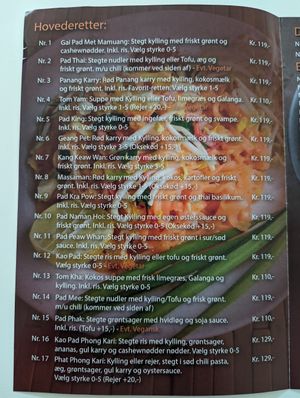Takeaway menu page 1/2 at Rødhættes Thaibox in Holbaek