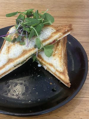 Veganised Mediterranean jaffel  at Virgo Espresso in Frankston