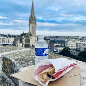Vegan falafel wrap and a stunning view  at Falafel & Veg in Caen
