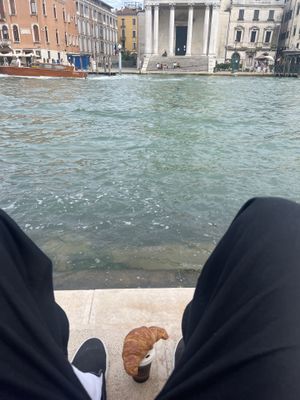 Would recommend as your vegan welcome to Venice. Really tasty fruit filled croissant and soya coffee, then enjoy right by the water   at Relax & Caffe in Venice